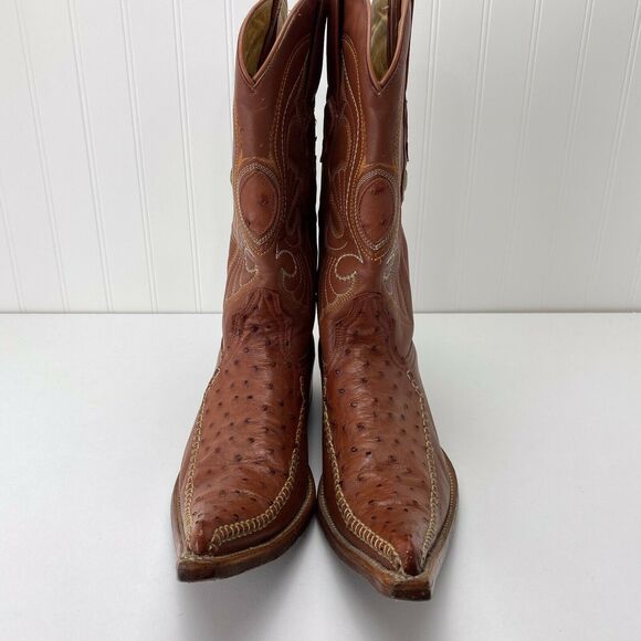 Los Altos Boots 6X Cognac Ostrich Fashion Cowboy Western Boots Mens US 7 EE $370 - Picture 3 of 12
